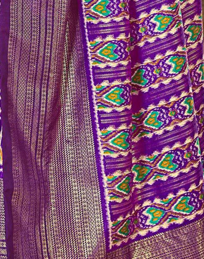 Purple Printed Silk Banarasi Saree