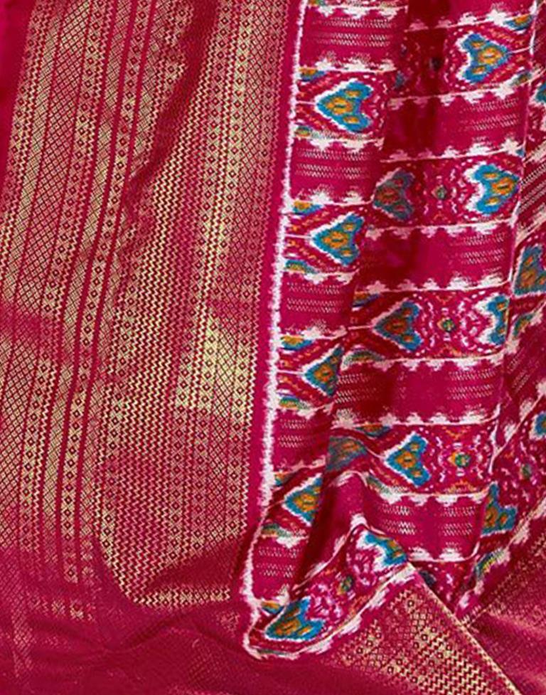 Pink Printed Silk Banarasi Saree