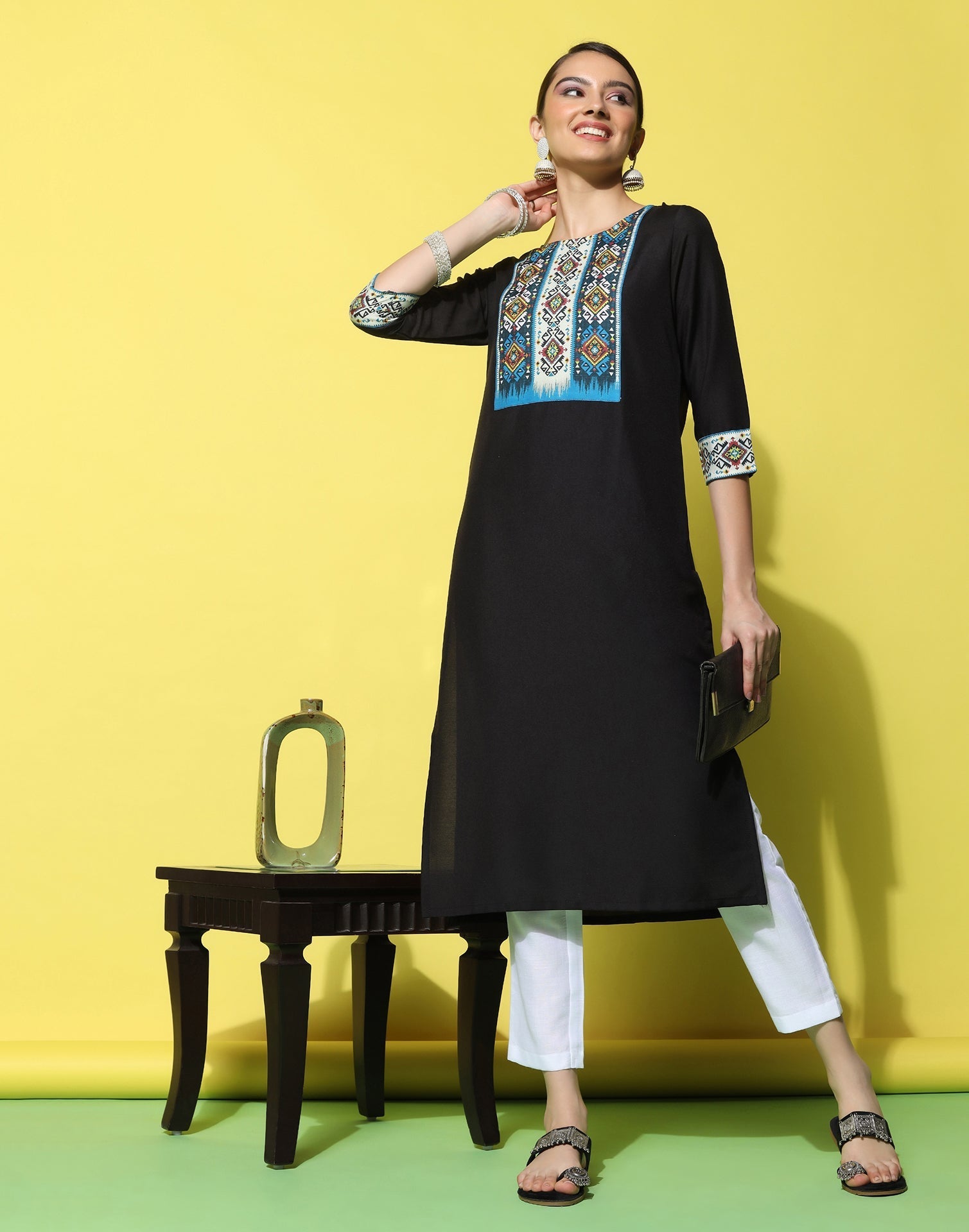 Black Printed Kurti | Sudathi