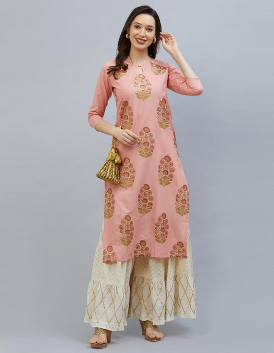 Brilliant Peach Cotton Kurti | Sudathi