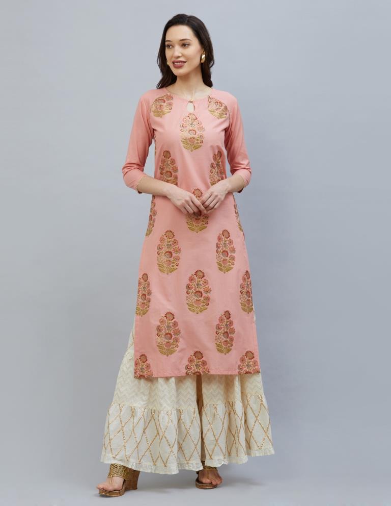 Brilliant Peach Cotton Kurti | Sudathi