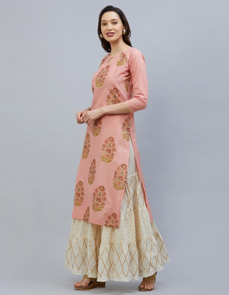 Brilliant Peach Cotton Kurti | Sudathi