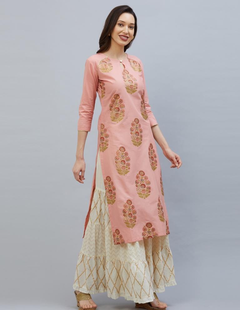 Brilliant Peach Cotton Kurti | Sudathi
