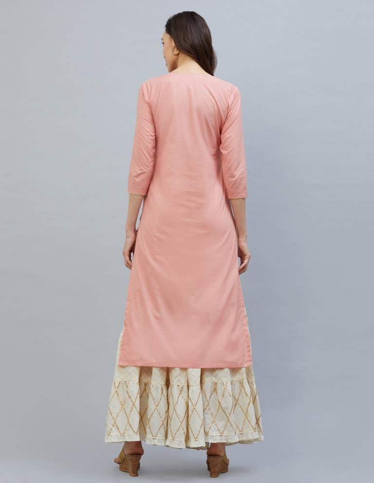 Brilliant Peach Cotton Kurti | Sudathi