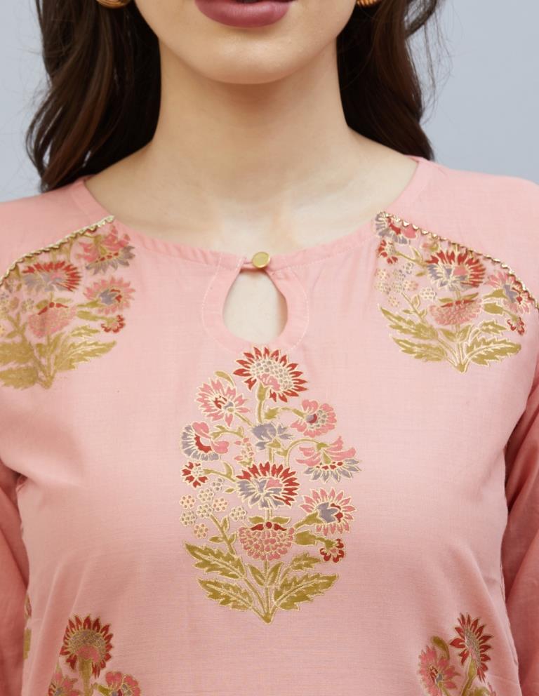 Brilliant Peach Cotton Kurti | Sudathi
