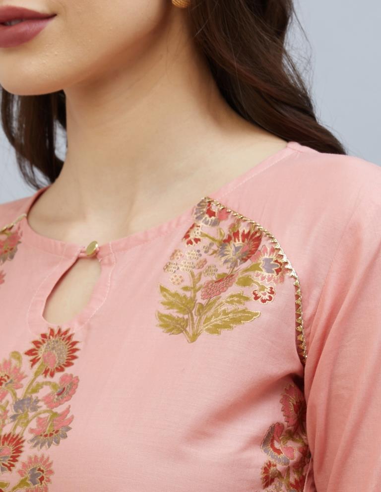 Brilliant Peach Cotton Kurti | Sudathi