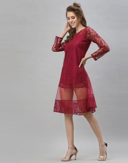 Maroon Sheer Dress | Sudathi