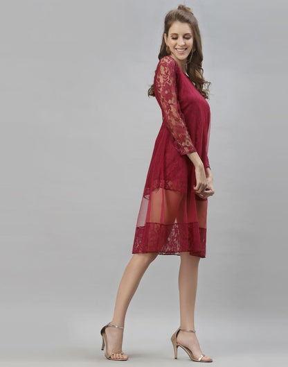 Maroon Sheer Dress | Sudathi