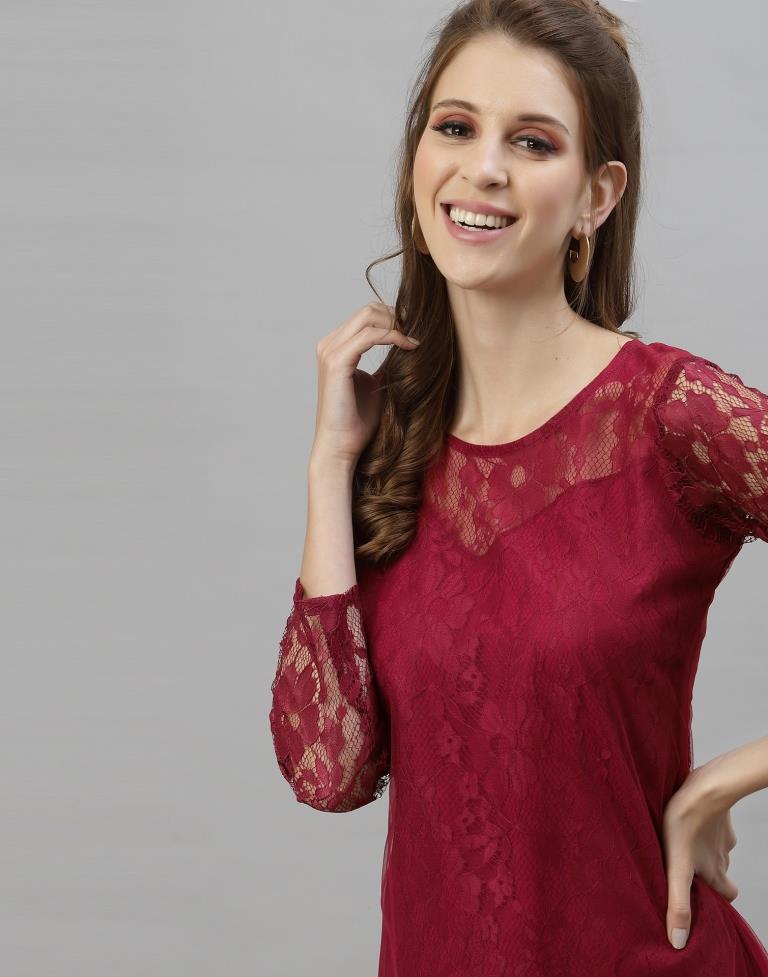 Maroon Sheer Dress | Sudathi