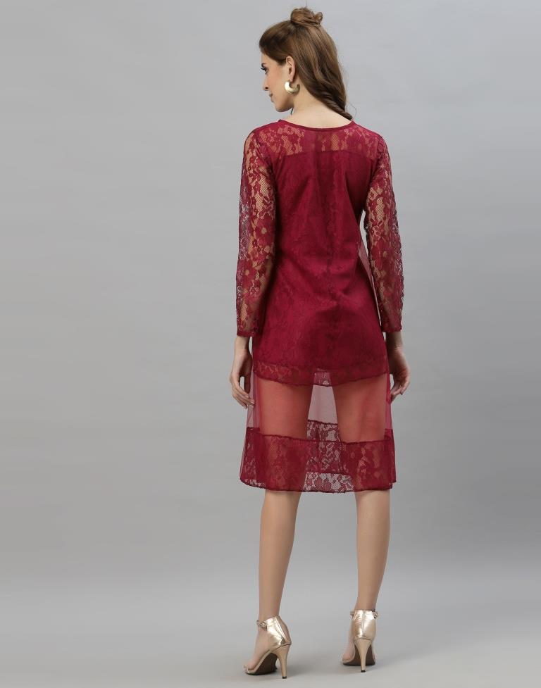 Maroon Sheer Dress | Sudathi