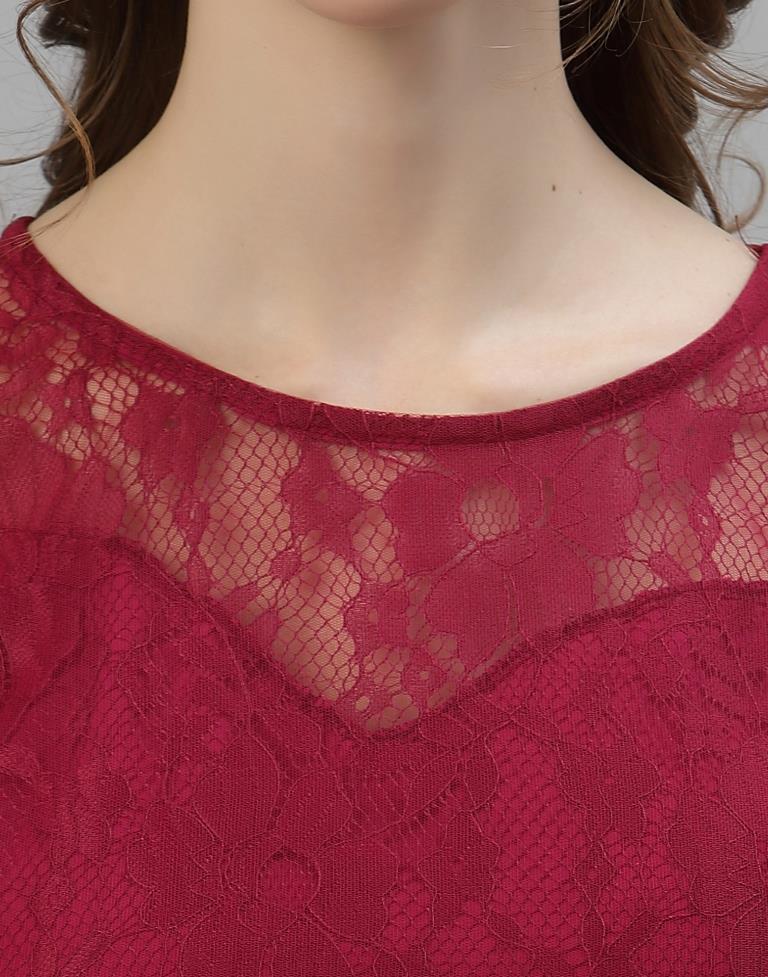 Maroon Sheer Dress | Sudathi