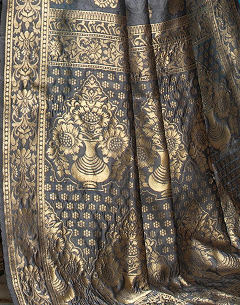Grey Weaving Silk Banarasi Saree