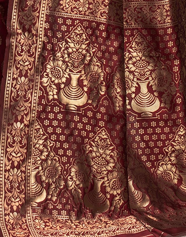 Maroon Weaving Silk Banarasi Saree