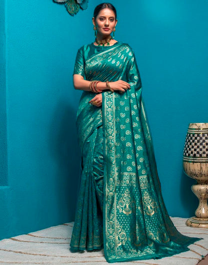 Turquoise Weaving Silk Banarasi Saree