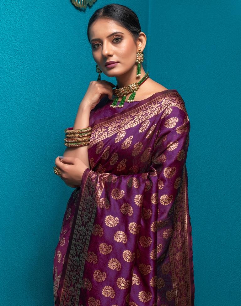 Purple Weaving Silk Banarasi Saree