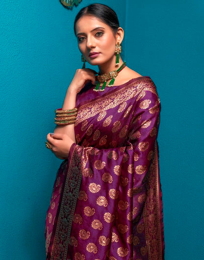 Purple Weaving Silk Banarasi Saree