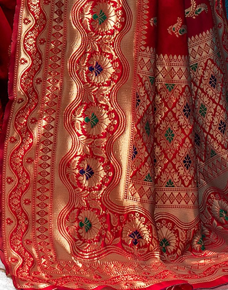 Red Weaving Silk Banarasi Saree
