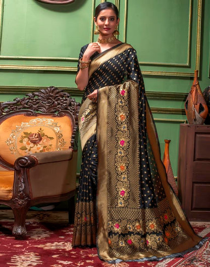 Black Weaving Silk Banarasi Saree