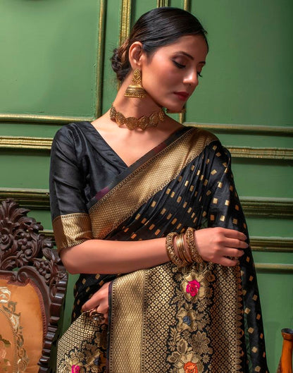 Black Weaving Silk Banarasi Saree