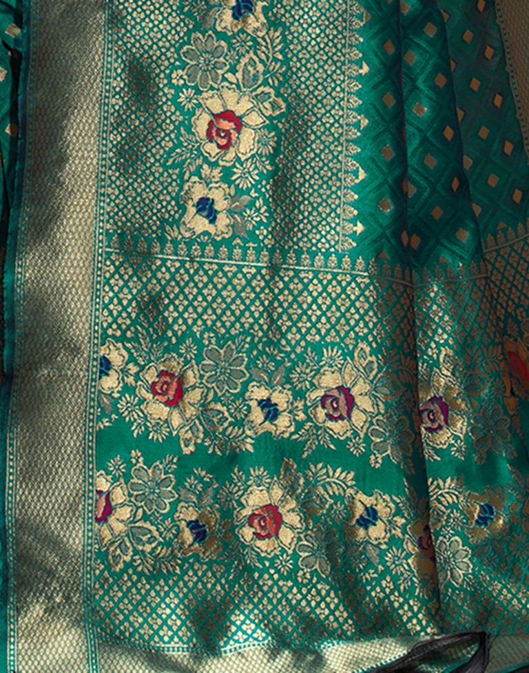Turquoise Weaving Silk Banarasi Saree