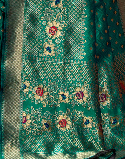 Turquoise Weaving Silk Banarasi Saree