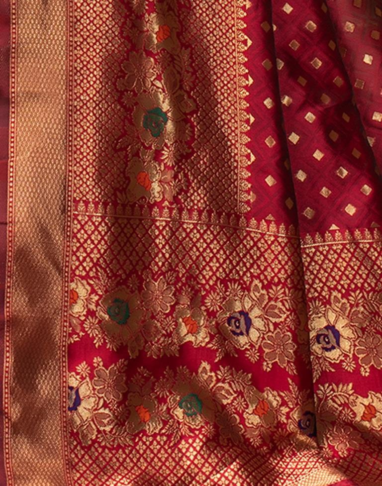 Maroon Weaving Silk Banarasi Saree