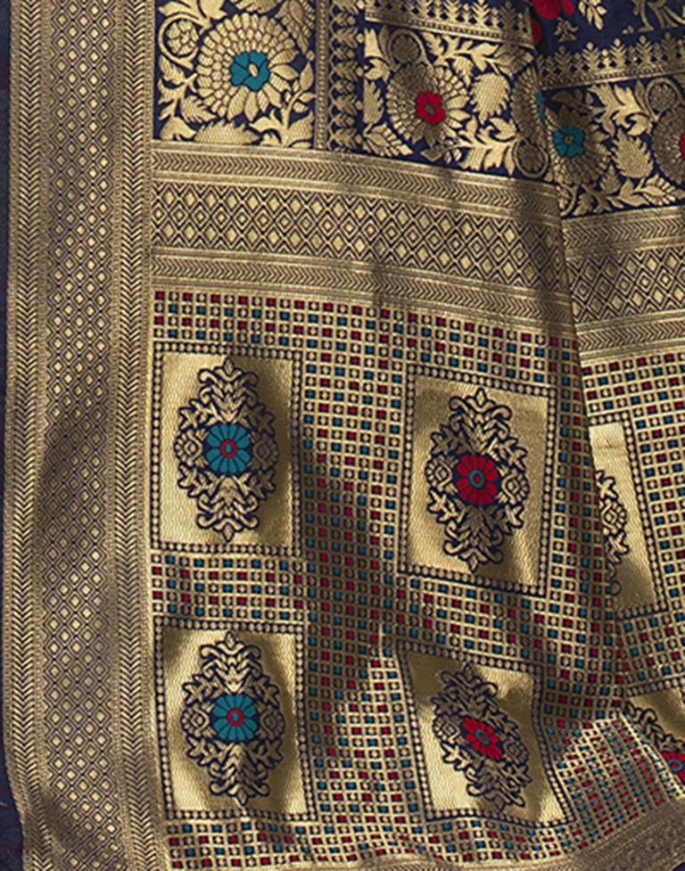 Blue Jacquard Silk Saree