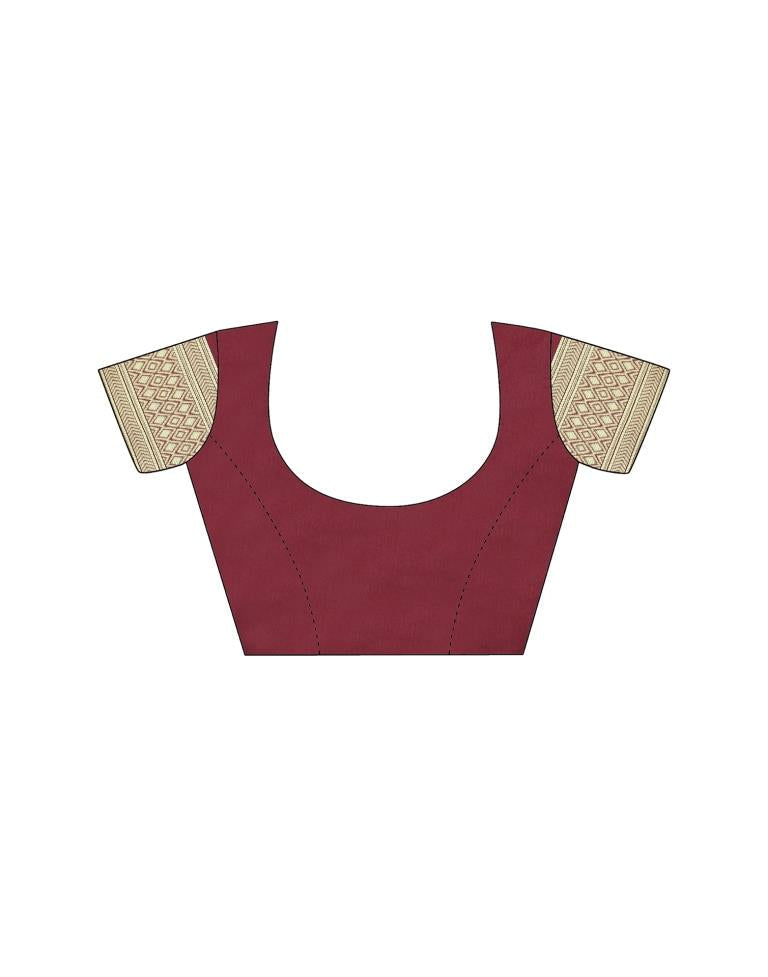 Maroon Jacquard Silk Saree