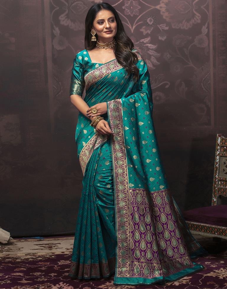 Magenta Jacquard Silk Saree
