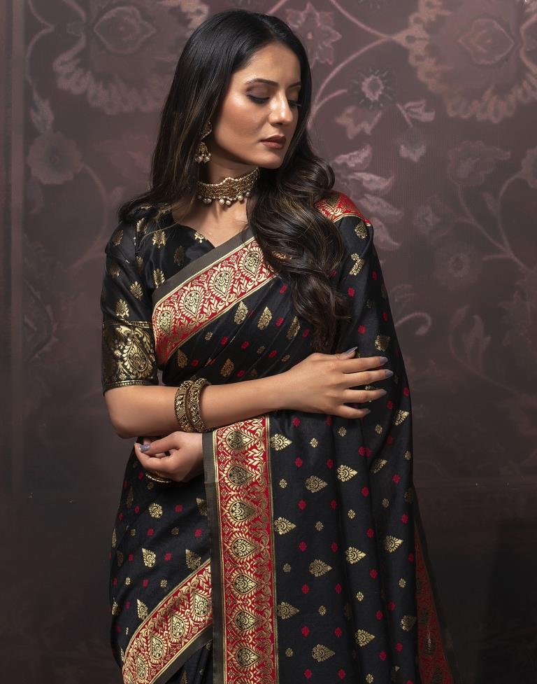 Red Jacquard Silk Saree