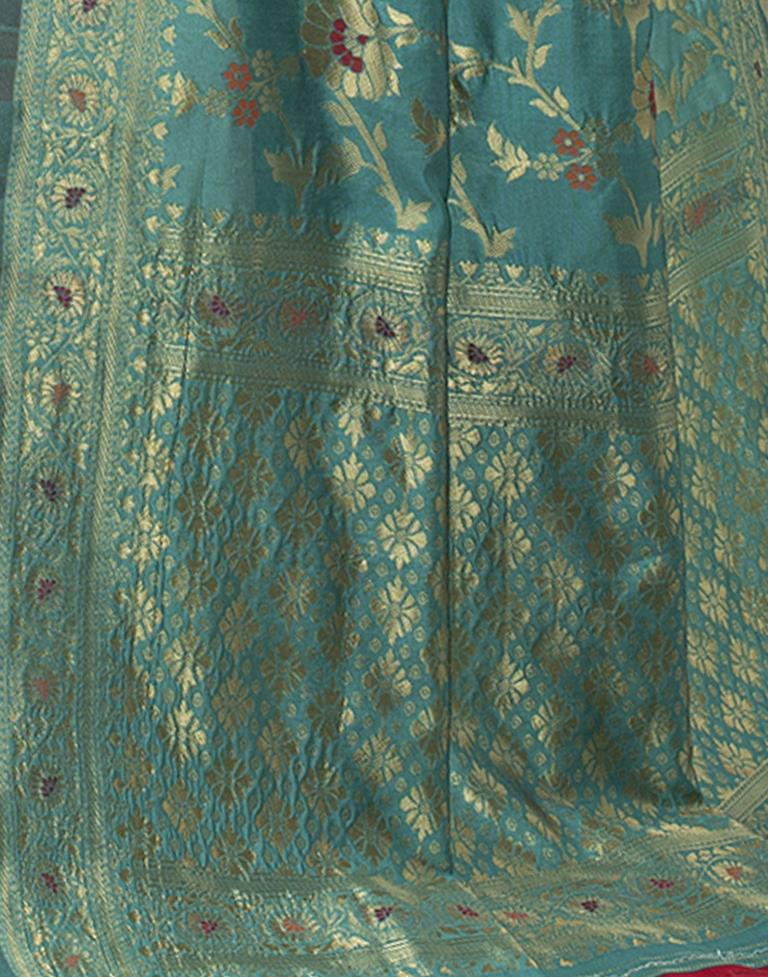 Sea Green Jacquard Silk Saree