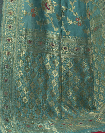 Sea Green Jacquard Silk Saree