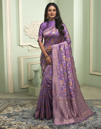 Lavender Jacquard Silk Saree