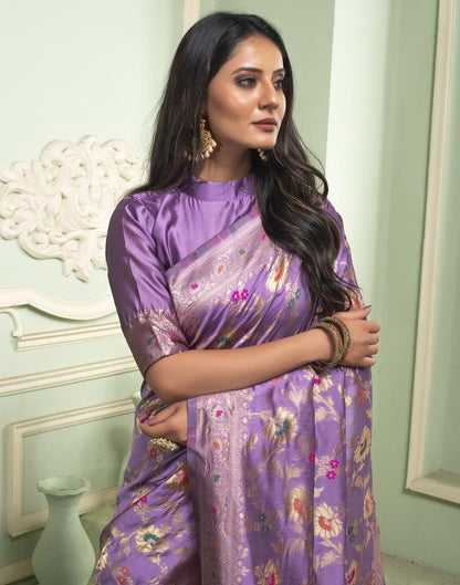 Lavender Jacquard Silk Saree