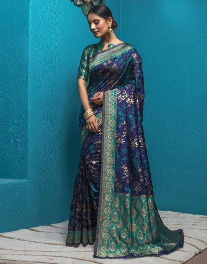 Rama Green Jacquard Silk Saree