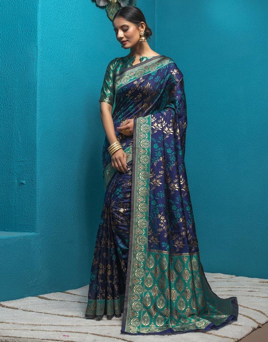 Rama Green Jacquard Silk Saree