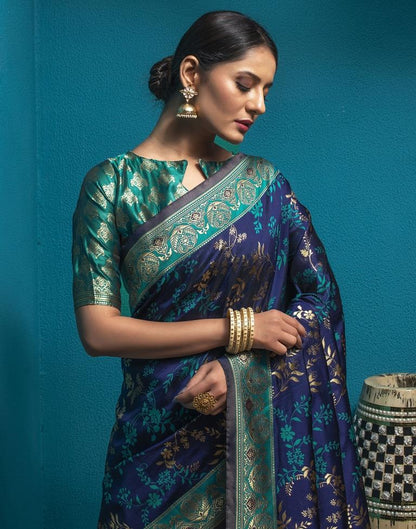 Rama Green Jacquard Silk Saree