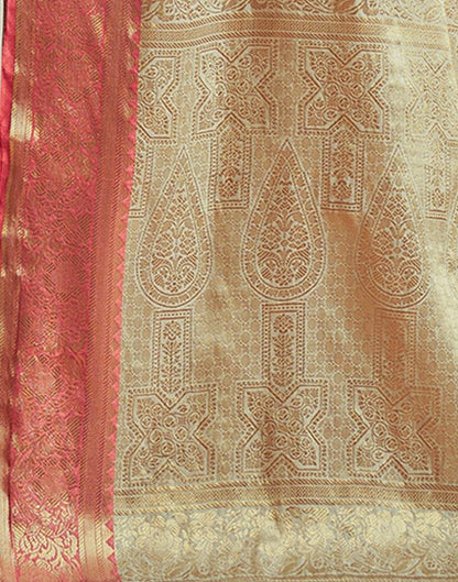 Light Cream Weaving Silk Banarasi Saree