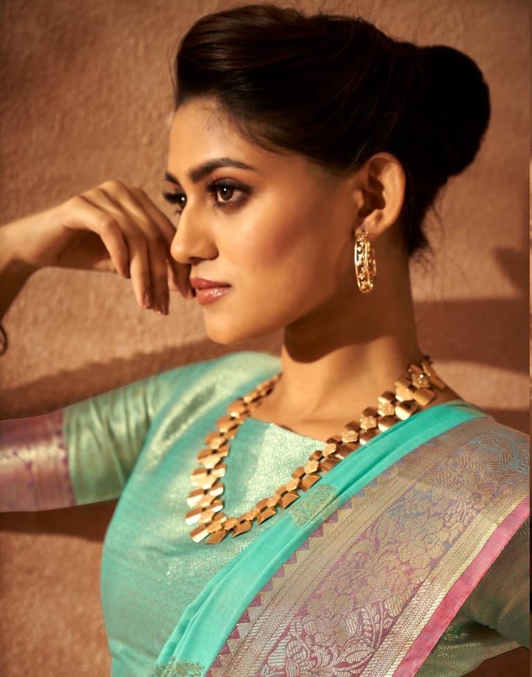 Turquoise Weaving Silk Banarasi Saree