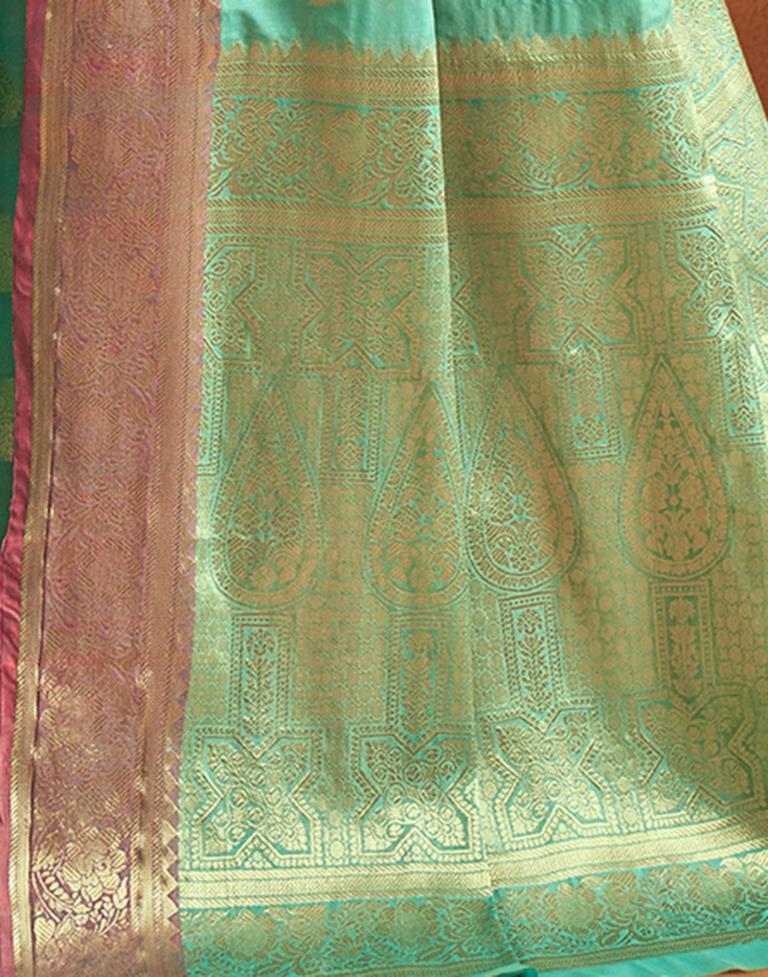Turquoise Weaving Silk Banarasi Saree