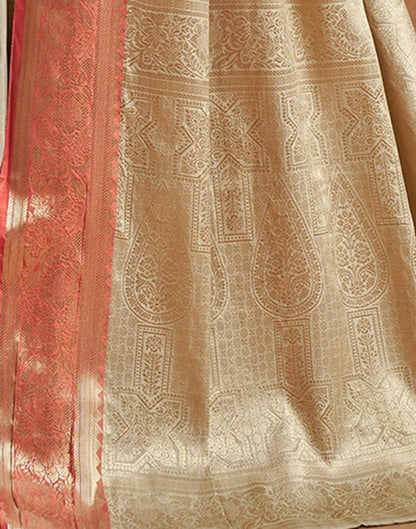 Beige Weaving Silk Banarasi Saree