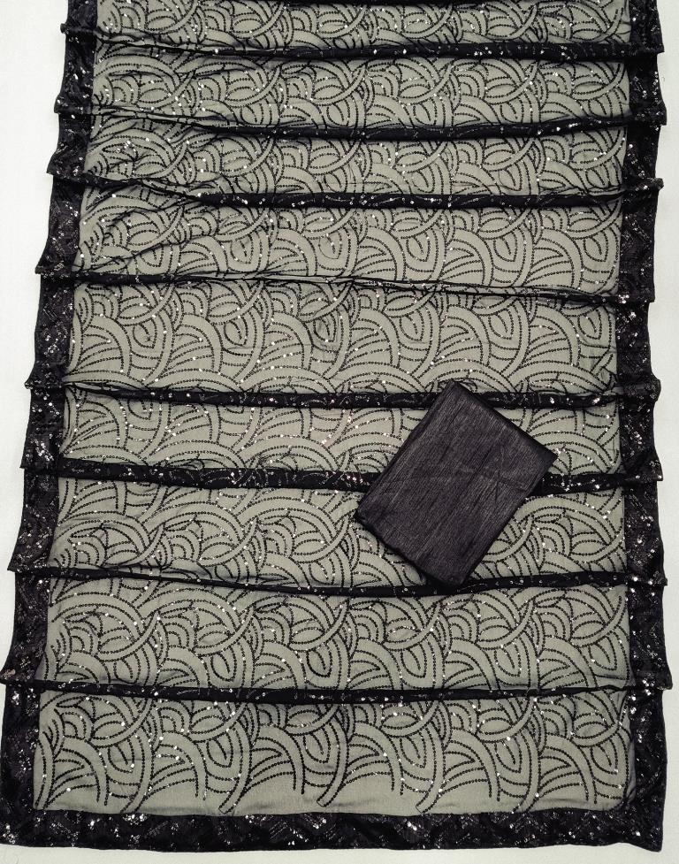 Black Plain Georgette Saree