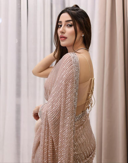 Light Beige Sequence Saree