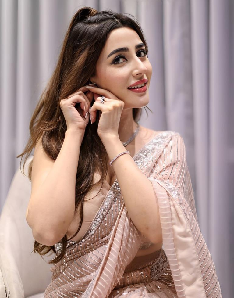 Light Beige Sequence Saree