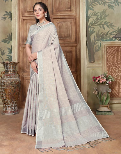 Grey Cotton Self Woven Saree
