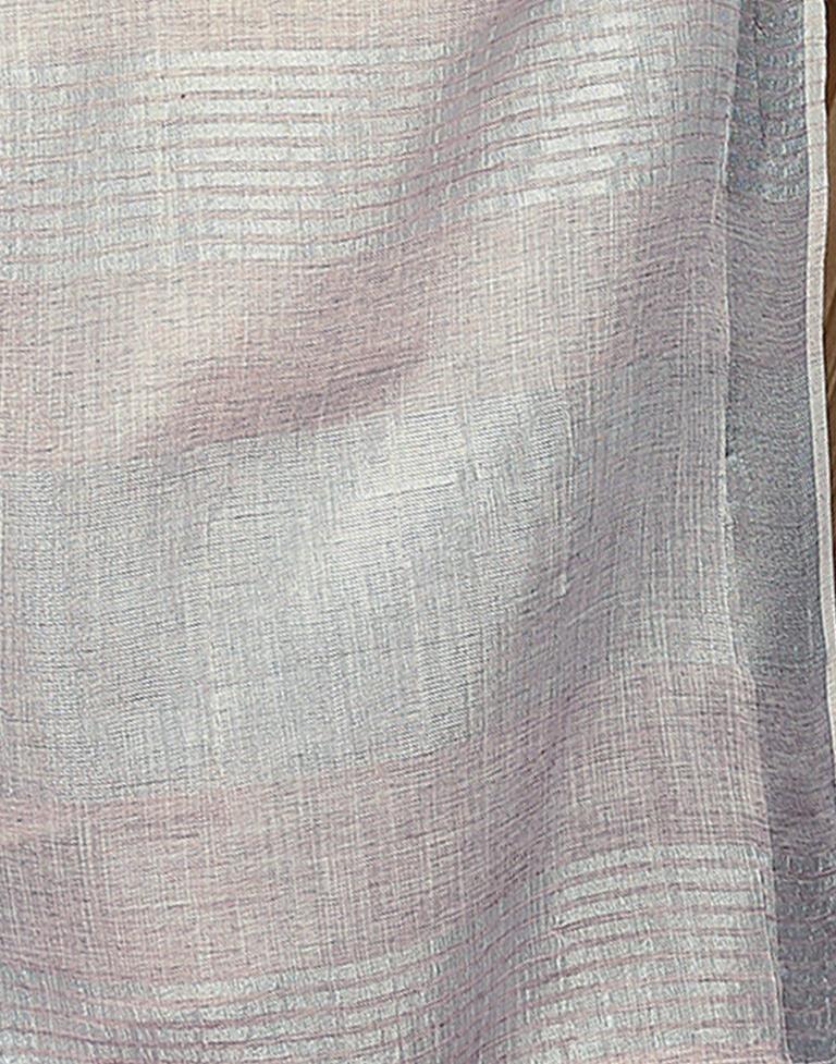 Grey Cotton Self Woven Saree