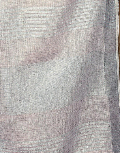 Grey Cotton Self Woven Saree