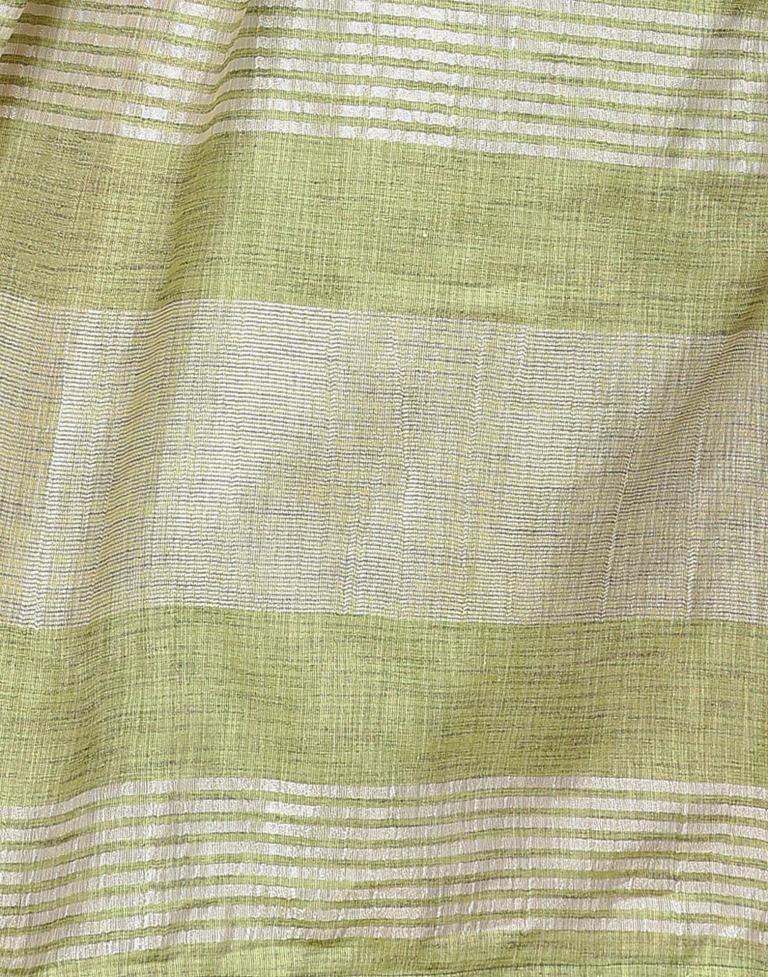 Green Linen Plain Saree