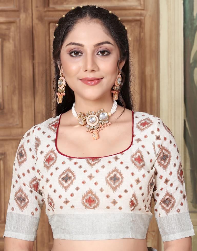 Grey Linen Plain Saree