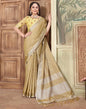 Yellow Linen Plain Saree